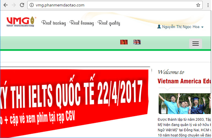 Cổng thông tin điện tử trung tâm Ngoại Ngữ